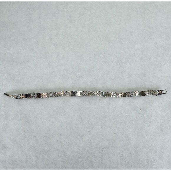 Vintage AVON NR Silver-Tone Rhinestone Crystal Bracelet Fold Over Clasp 8 inch - Picture 8 of 13
